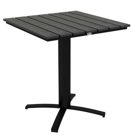 Rootz-puutarhapöydät - Patiopöytä - 4 hengelle - Puinen ulkonäkö - Alumiinirunko - Säädettävät jalat - Hyvä tasapaino - Puu-muovilevy - Harmaa - 70L x