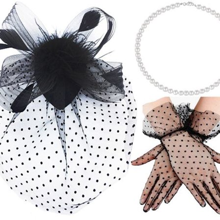 Hattar Dam Tea Party Huvudbonad Elegant Bröllop Nät Slöja Charmig Huvudbonad (Set med 3)