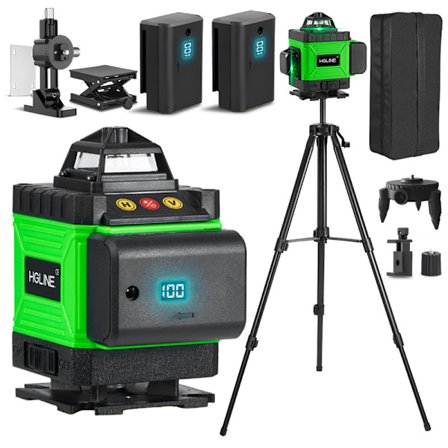 YOFIDRA 4D 16 Linjer Lasernivå 360° Automatisk Nivelleringsverktyg med Stativ och 2 Batterier