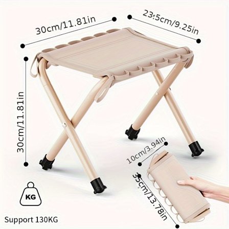 Lättviktig Bärbar Fällbar Pall - Stödjer Upp Till 130kg, Aluminiumram, Svart Mesh-sits för Utomhuscamping, Fiske, Picknick & Vandring Khaki Färg