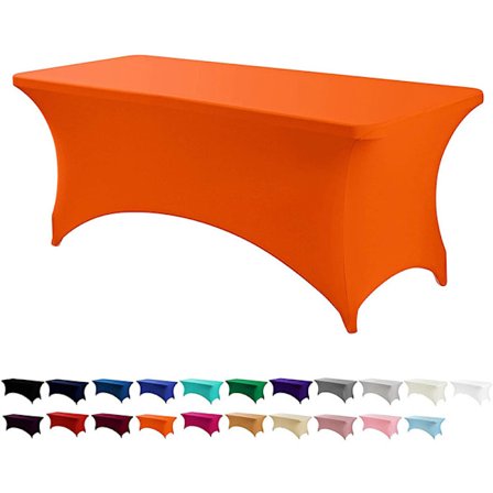 183 cm elastiskt bordsöverdrag för pyssel, spandex elastiskt bordsöverdrag, tvättbart och skrynkelfritt orange