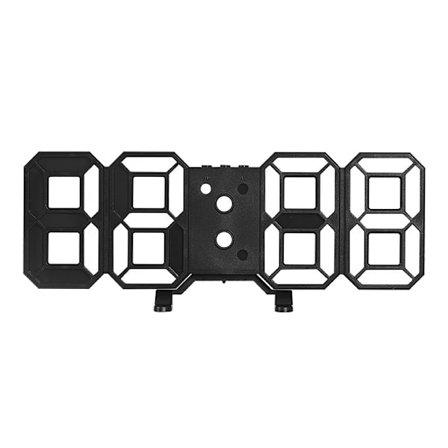 LED Digital Væg Ur, Justerbar Lysstyrke, Sort Kabinet Hvid L