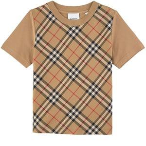 Kids - Burberry Beige Checked Branded T-Shirt 10 Years - Tops - 10 years - Beige - Junge