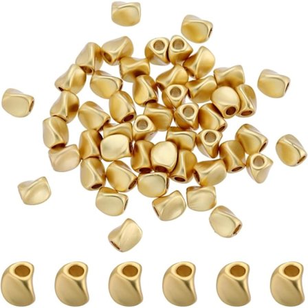 76 Ægte 14K Guld Messing Snoede Afstandsperler Løse Små Perler Glatte Metal Afstandsperler Uregelmæssige til DIY Armbånd Halskæder Øreringe Håndværk
