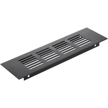 Ventilationsrist til sokkel, aluminium base 200x60mm, sort farve