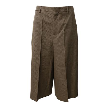 Celine Vintage Pre-owned Houndstooth Straight Leg Bukser Wool Brun, Dame Vintage Bukser