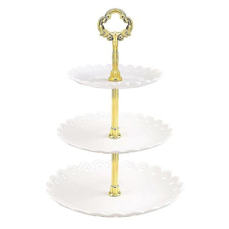 3-etasjes kakefat Stativ til ettermiddagste Bryllupsfat Festbordsutstyr Bakeutstyr Plastbrett Visningsstativ Kakedekoreringsverktøy