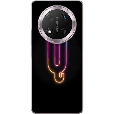 Yhteensopiva Puhelinkuori Honor Honor Magic7 Lite Minimalistinen neonkirjain Q kirkkaissa väreissä tummaa taustaa vasten