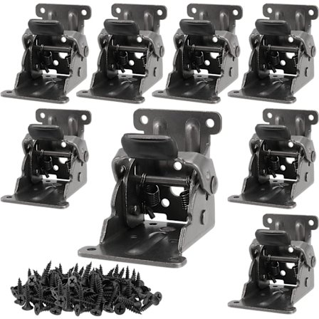 8 Pakk Bordbein Foldbare Hengsler, 0-90 Graders Foldbar Lås Hengsel, Lås Forlengelsesstøttebrakett, Med 88 stk Skruer, Svart-Perfet