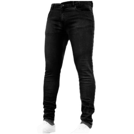 Enfärgade Jeans För Män, Knapp Med Dragkedja, Smal Midja I Midjan