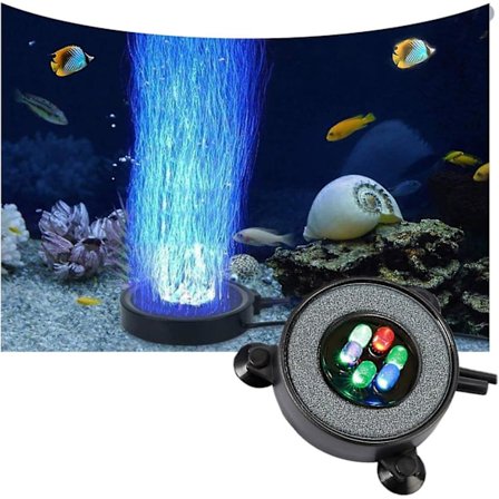 LED Akvarium Luftsten Fiskedam Bobler Lys Luftsten Diffusor Dekoration Lampe Med Sugkop Farverig Baggrundsbelysning (2,2 tommer Lysdisk (ingen 