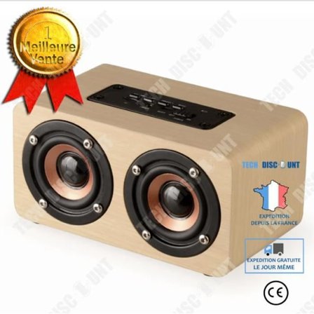 Bluetooth-högtalare - TD - Kreativ - Trä - 10W - Trådlös - Gul