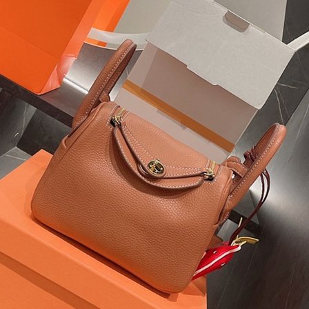 Lindy Mini Messenger Bag i Ko-Läder, Gyllenbrun, 26cm