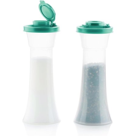 Salt- og pebersæt med 2 beholdere, lufttætte låg, BPA-fri, tåler opvaskemaskine