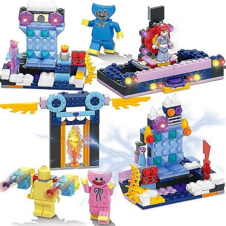 4 i 1 sæt Poppy Play Time Mini Figurer Legetøj Huggy Wuggy Byggeklods