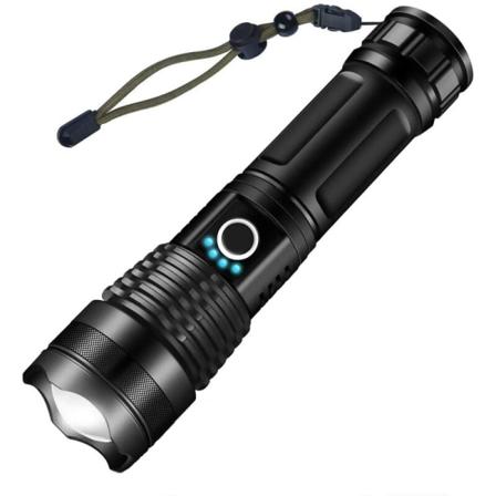 Lommelygte, USB Genopladelig LED Ekstra Kraftfuld 3000 Lumen CREE XHP50 Lommelygte, 5 Tilstande IP65 Vandafvisende Militær Zoom til Camping Vandreture