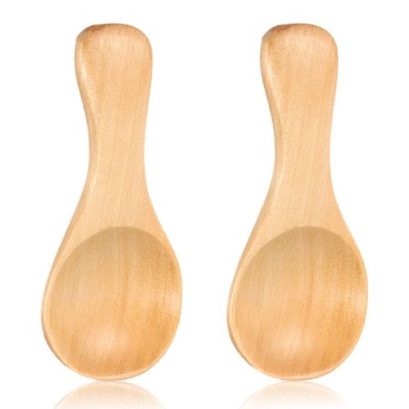 Mini treskje i tre med kort håndtak, god liten syltetøyglass,