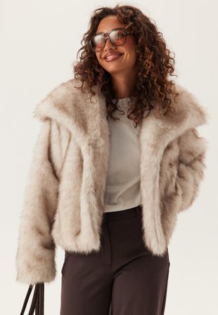 ONLY - Onldawn Life Faux Fur Jacket - Pumice Stone - Kläder - - Bubbleroom
