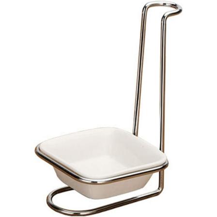 Kjøkken Skje Stativ Hvit Keramikk Enkelt Øse Skje Stativ Holder, Rustfritt Stål silver single bowl