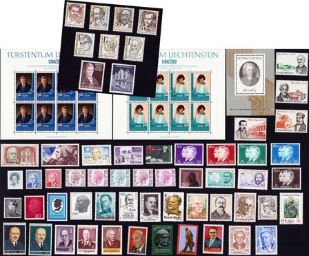 Berømte personer - Frimærkepakke - Postfrisk