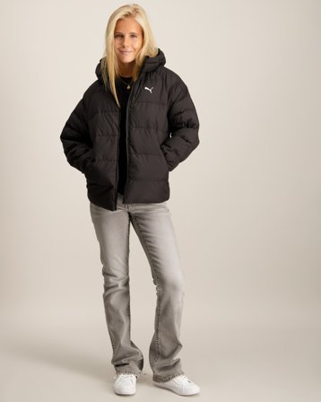 Puma Synthetic Hooded Puffer Jacket Sort Jakker Pige - Kids Brand Store