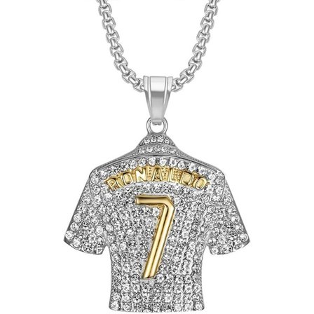 1 styck nummer 7 jersey halskedja, jersey hänge, diamant jersey charm, jersey hänge halsband, hip hop nyckelbenskedja