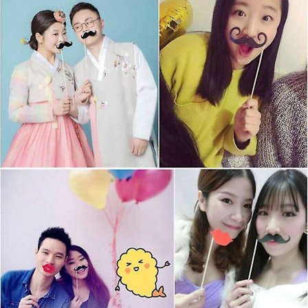 58 stk/sett Fargerike rekvisitter på en pinne Mustasje fotoboks for morsom bryllup