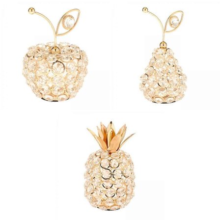 3 stk. Nordisk stil 3D Skåret Metall Krystall Ornament Skrivebordsdekor Gave