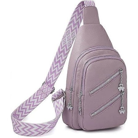 Sling-laukku naisille, Crossbody Fanny Packs PU-nahkainen Crossbody-laukku Rintalaukku Useita taskuja Vyölaukku Säädettävällä hihnalla 30cm (Violetti)