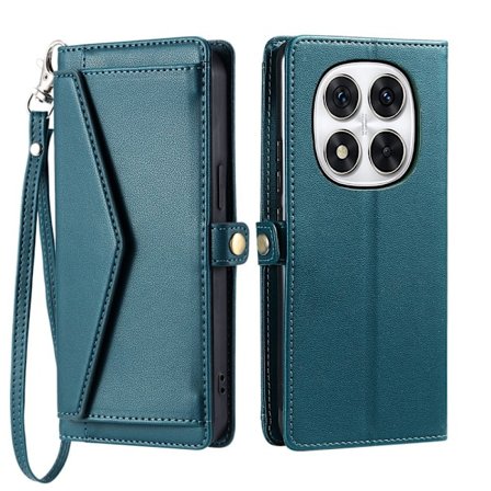 SKALO Xiaomi Redmi Note 14 Pro+ 5G PU-Læder Kuvert Flip Cover - Grøn