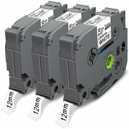 12 mm musta valkoisella laminoitu kasetti, yhteensopiva Brother PT-H100LB, H107B, E110, H200, P300BT, P700, D400VP, TZe-231, TZ231, TZ-231 -