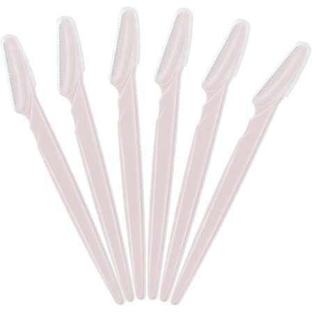 6 stk. lyse rosa øyenbrynsbarberhøvler, multifunksjonelle ansiktsbarberhøvler, ansiktsbarberhøvler for kvinner og menn, øyenbrynstrimmere med 