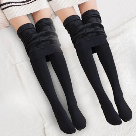 1/2 st Vinter Varm Tyk Fleece Tights Dame Termiske Elastiske Fløjlstights Strækbare Højtaljede Leggings Strømpebukser Sort (2 par)