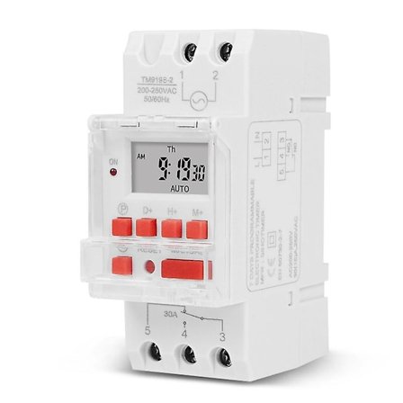 TM919B 220V 30A Programmerbar Digital Timer Switch DIN Automatisk Timing Controller til Lys, Ventilatorer [DB]