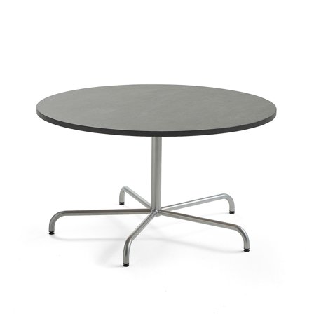 Tisch PLURAL, Ø1300x720 mm, Linoleum-Platte, dunkelgrau, silber