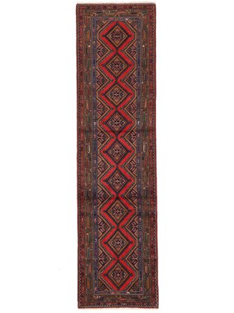 Zagheh Rug 84X315 Runner Dark Red/Black Wool, Persia