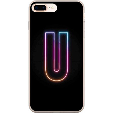 Yhteensopiva Puhelinkuori Apple Apple iPhone 7 Plus Minimaalinen neonkirjain U kirkkaalla valaistustehosteella mustaa taustaa vasten