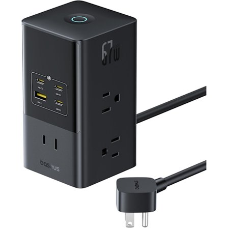 Laddstation 67W, 10-i-1 USB-C PD Snabbladdande Skrivbordsladdare med 1200J Överspänningsskydd, 1,5m Förlängningssladd, 6 AC, 3 USBC, 1 USBA Portar för