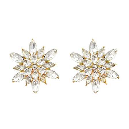 Glitrende Rhinestones Blomster Øredobber Sølv Nål Festantrekk Øredråper Elegant Jubileumsgave til Kvinner