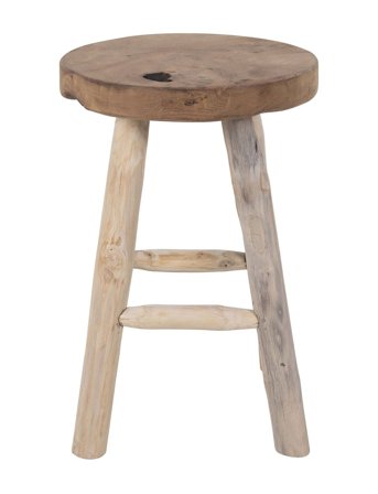 House Nordic Tuva - Stool, Teak, Nature, 4 Legs, Ø30X45 Cm - ONE SIZE
