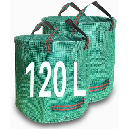 Hhaveaffaldssække 120L x 2 Kraftige haveaffaldssække, genanvendelige havesække med håndtag, ideelle til opsamling af haveaffald, planteaffald, græs og