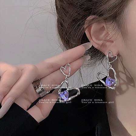 Hjärtformade zirkonörhängen för fest