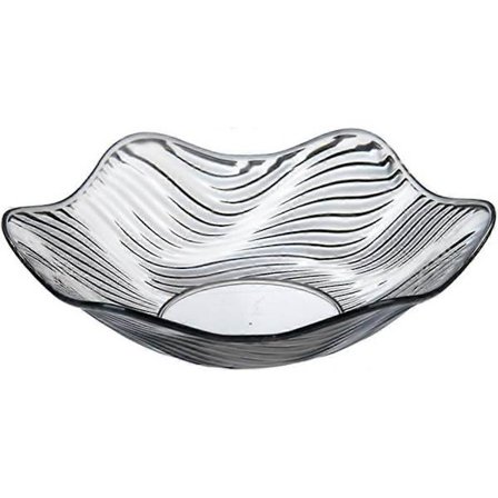 Fruktskål, Kristall Serveringsskål, Klar Salladsskål, Snacks Desserttallrik, Blomformad Vågig Kanttallrik
