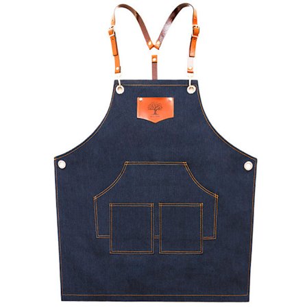 Denim forklæde mode køkken frisør hot pot mælkete kagebutik restaurant arbejdstøj (blå)
