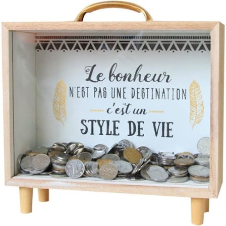 Puinen säästölipas Säästölipas valokuvakehyksellä Matkasäästölipas