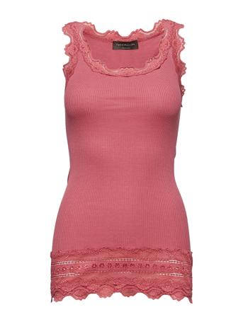 Silk Top Medium W/Wide Lace Top Ærmeløs Top Lyserød Rosemunde