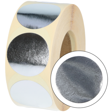 Etikett Rund Blank Sølv 35 mm