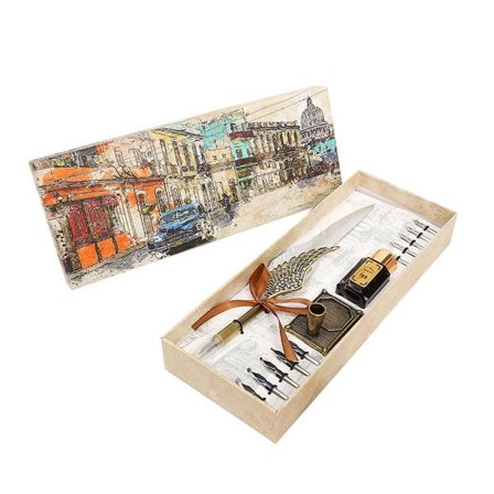 IC Fjäderpenna Antik Skrivpenna Penna Stång/bläckflaska/10 st Pennaspetsar/pennaspetsbas