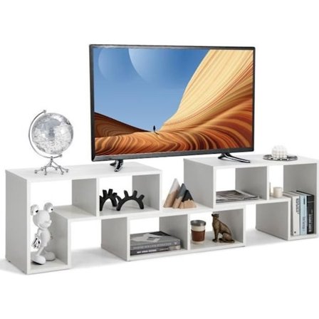 COSTWAY 65" TV-møbel i 3 dele, modulær bogreol til stuen, værelset, TV-møbel i træ, 135x30x43cm, hvid