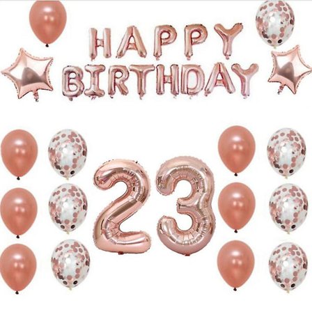 23-årsdag Ballonger, 23-årsdag Ballonger, 23-årsdag Dekorationer för Flickor, 23-årsdag Dekorationer, Grattis på Födelsedagen Kit Rosa Ballonger
